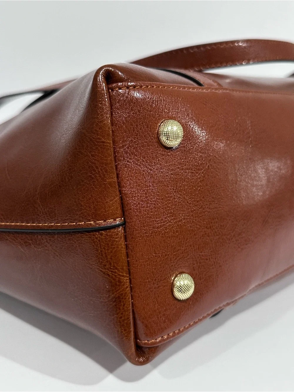 Kattee Vintage Genuine Leather Brown Tote Bag w/ Crossbody Strap